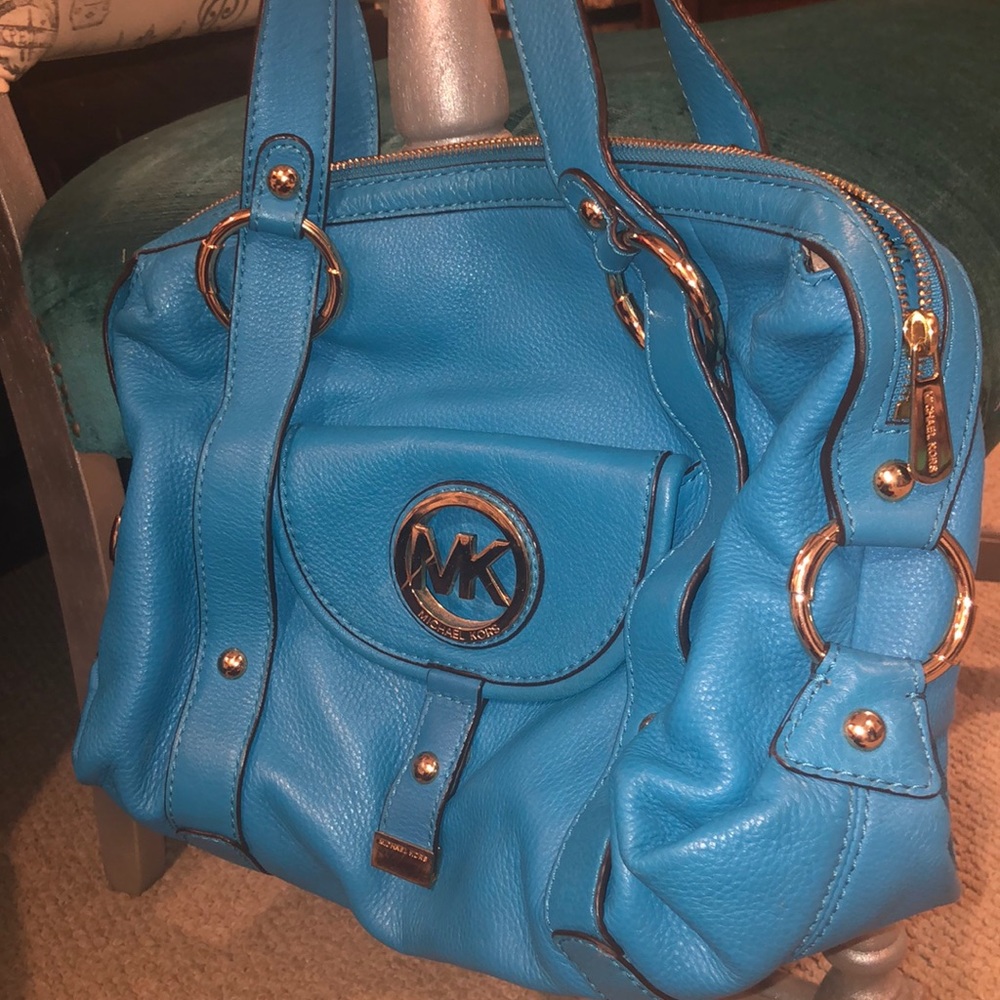 Blue Michael Kors Shoulder bag w/ outside pocket